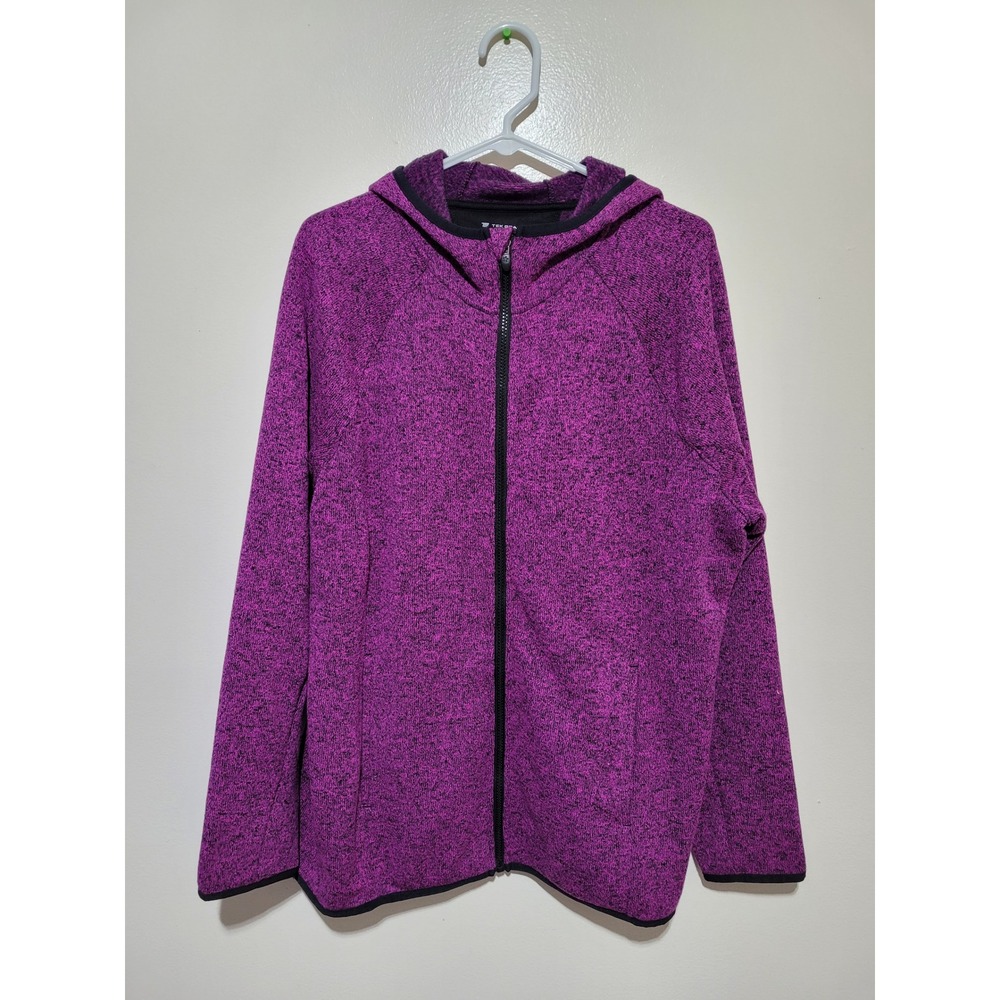 Tek Gear Sweater Fleece Hoodie Womens 1X Purple Full Zip Activewear‎